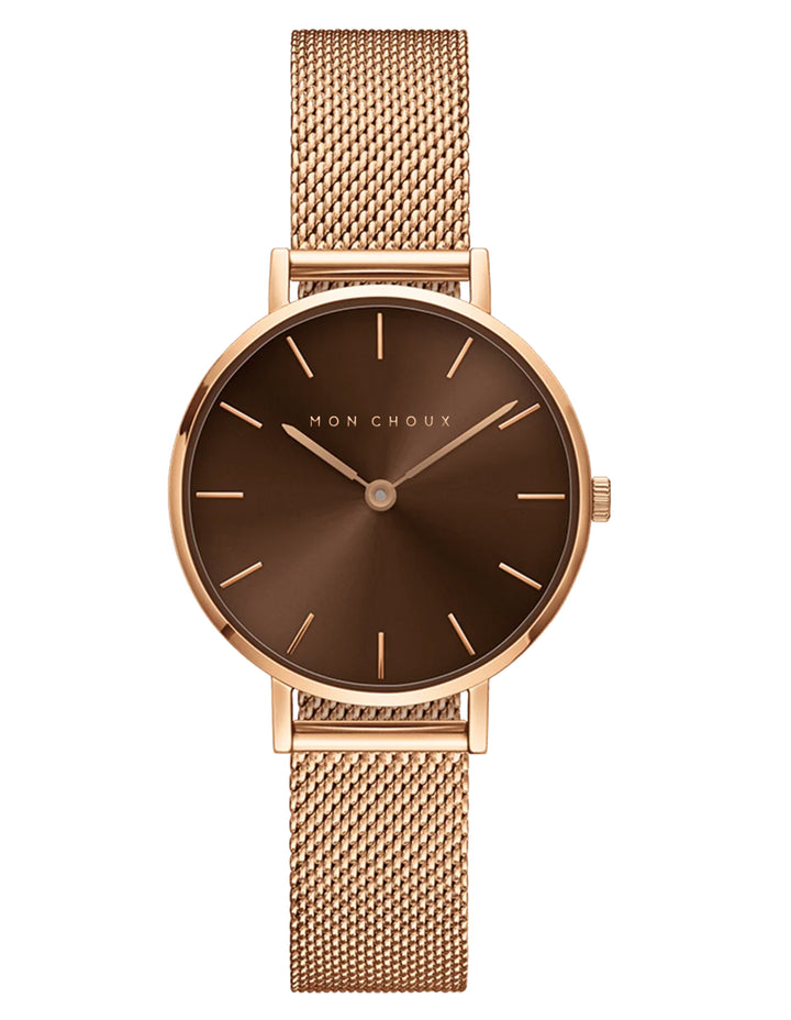 L'ESSENTIAL - ESPRESSO/ROSE GOLD WATCH - MESH