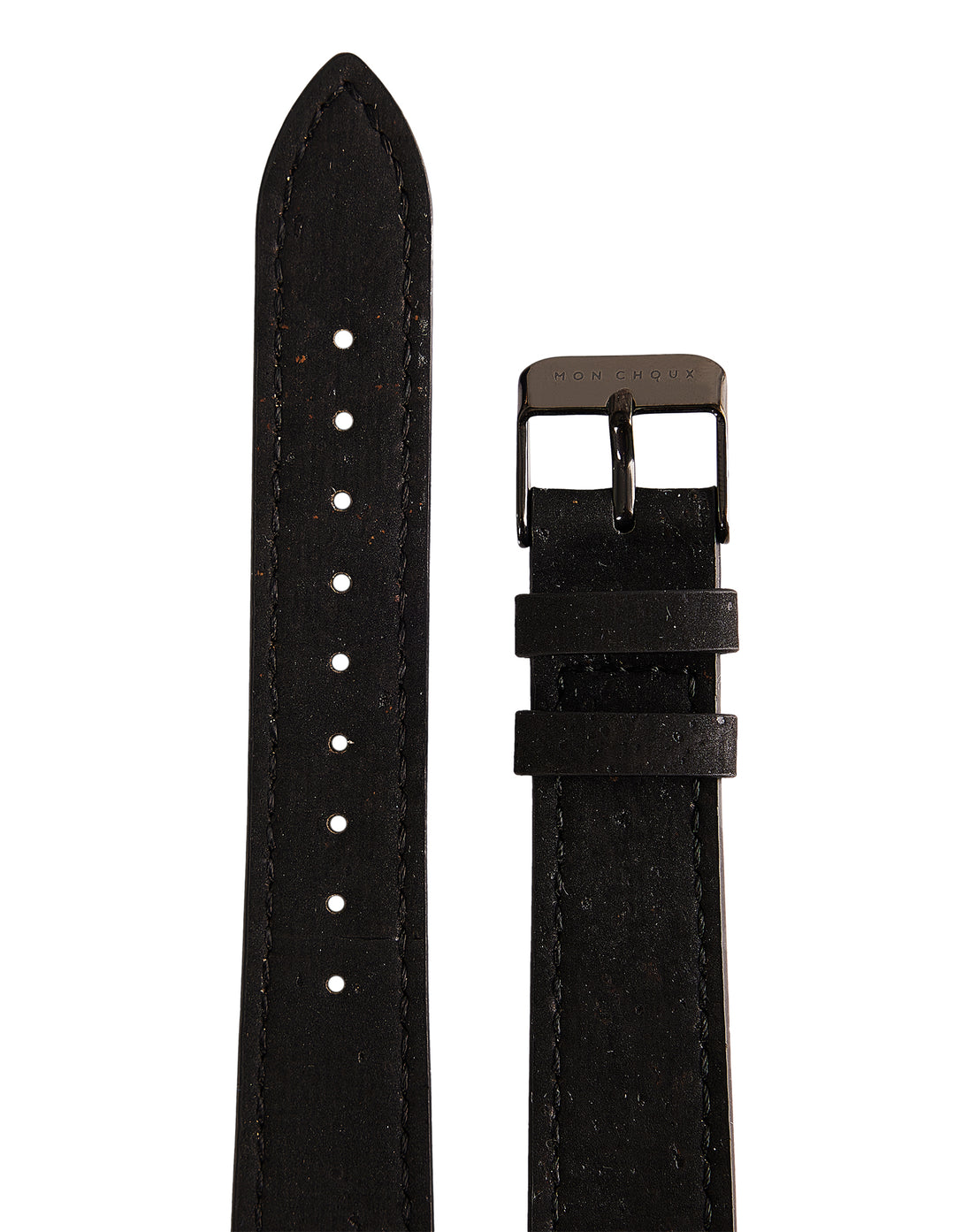 WATCH STRAP - BLACK VEGAN LEATHER - BLACK BUCKLE | CORK