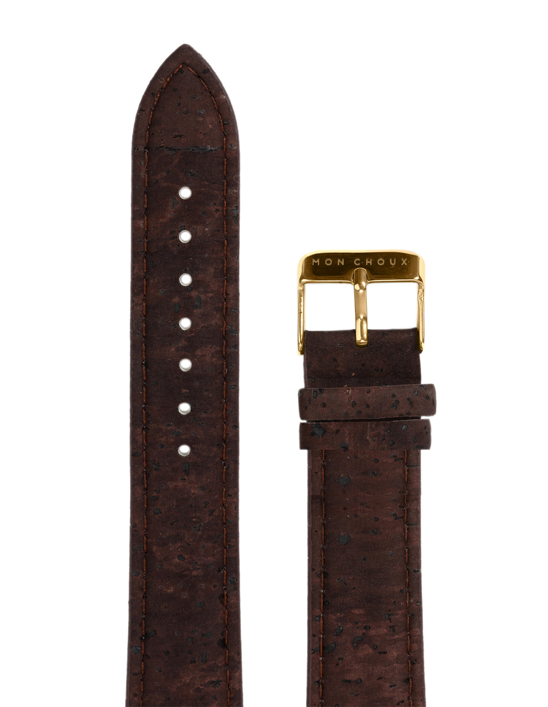 WATCH STRAP - BROWN VEGAN LEATHER - GOLD BUCKLE | CORK
