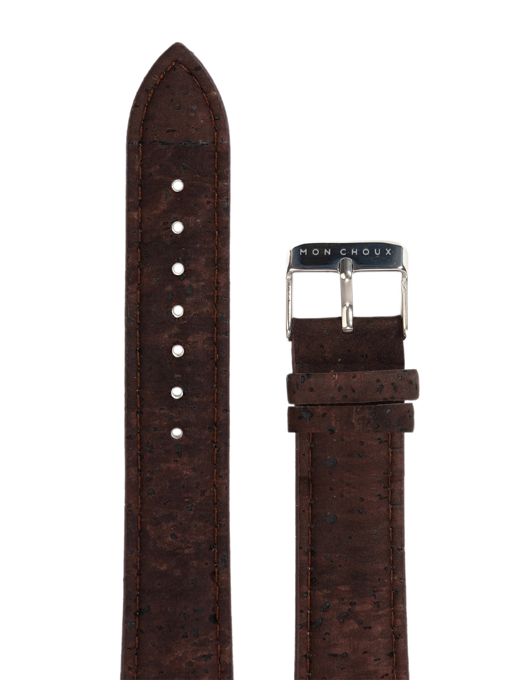 WATCH STRAP - BROWN VEGAN LEATHER - SILVER BUCKLE | CORK