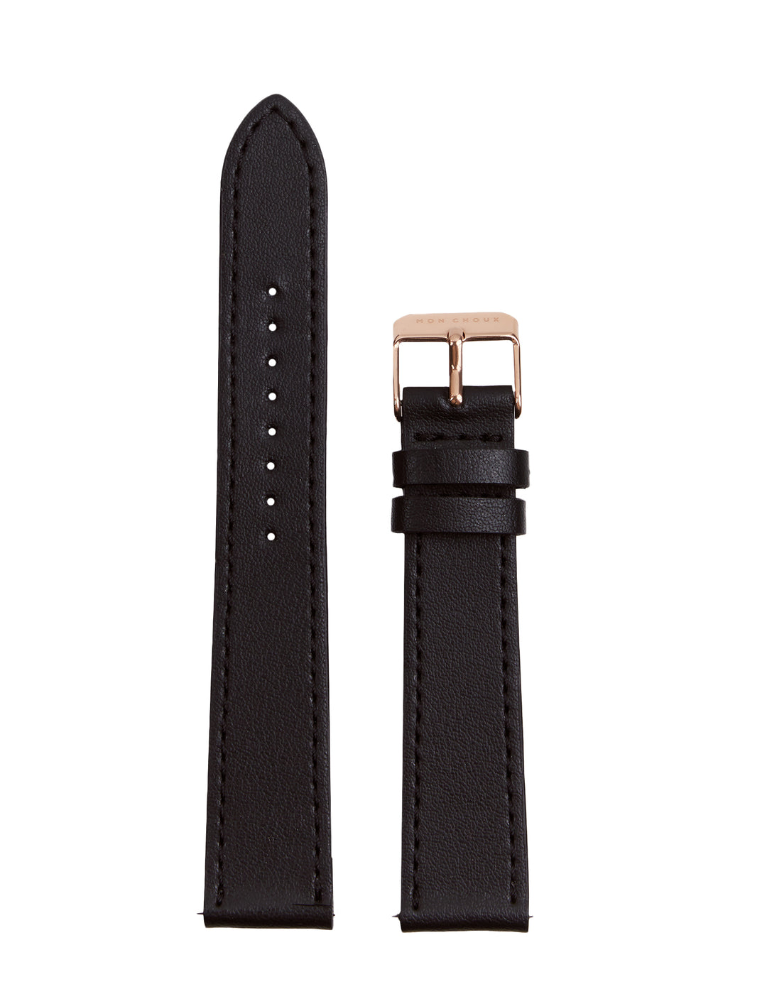 WATCH STRAP - NOIR VEGAN LEATHER - ROSE GOLD BUCKLE | GRAPE 18MM