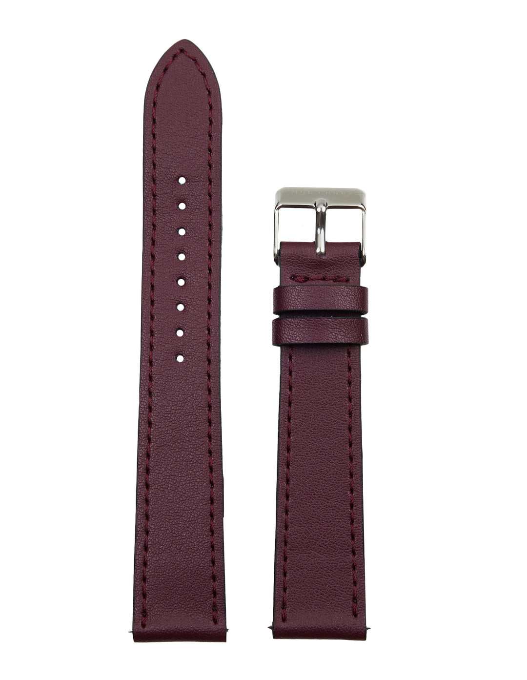 WATCH STRAP - BURGUNDY VEGAN LEATHER - SILVER BUCKLE | GRAPE 18MM