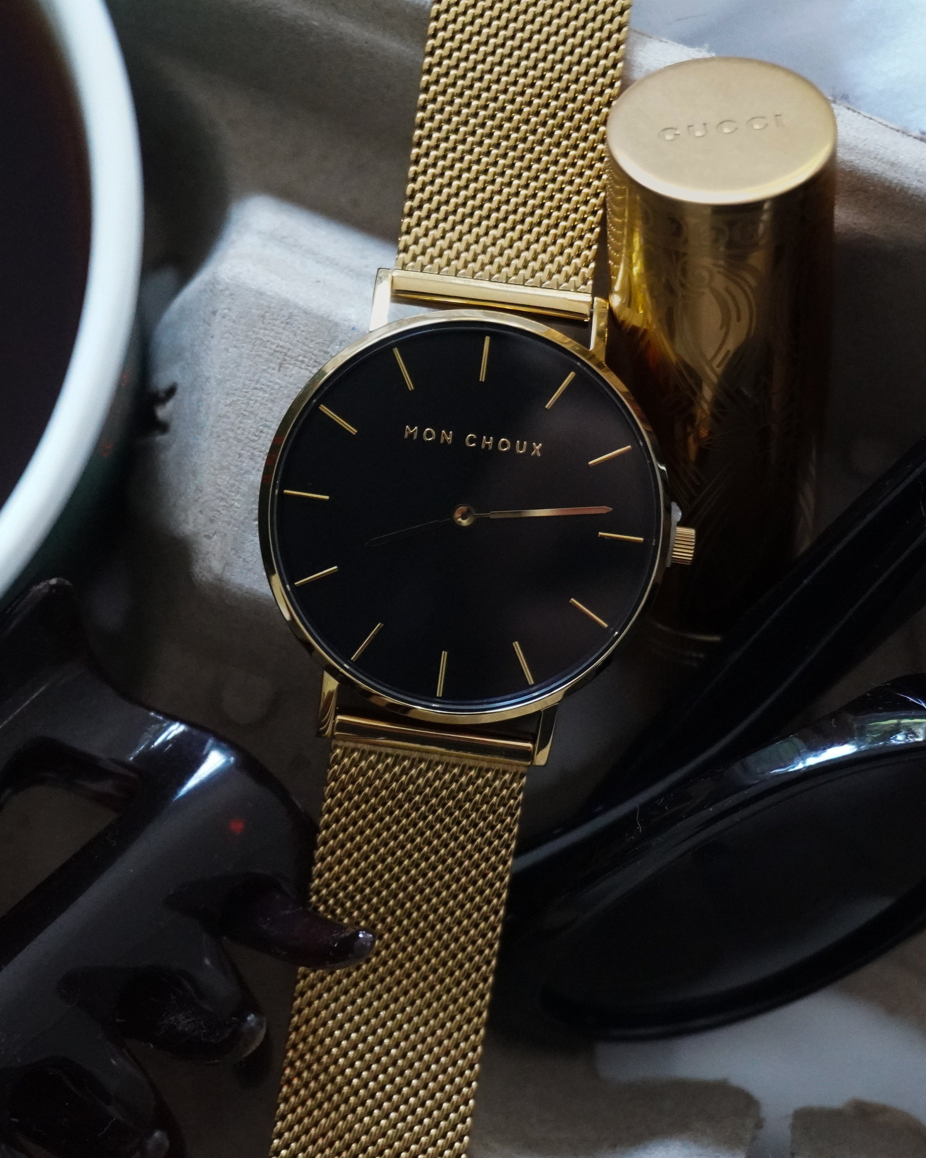 L'Essential Noir/Gold Watch - Mesh