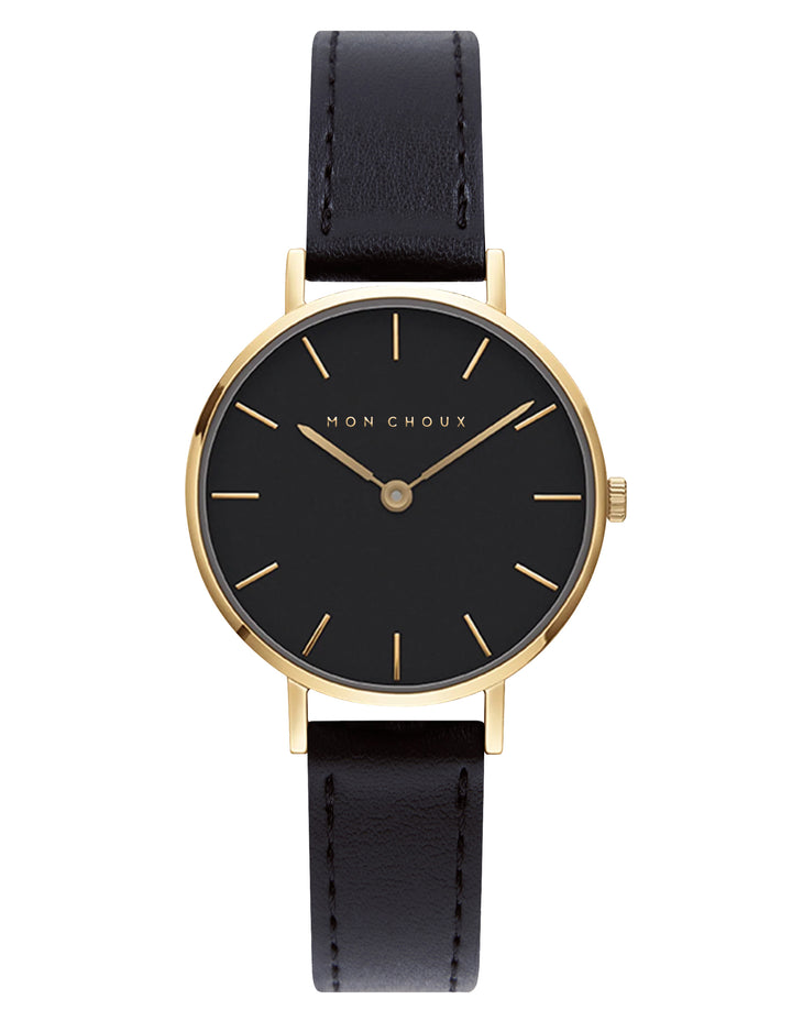 L'ESSENTIAL - NOIR/GOLD WATCH - NOIR VEGAN LEATHER | GRAPE