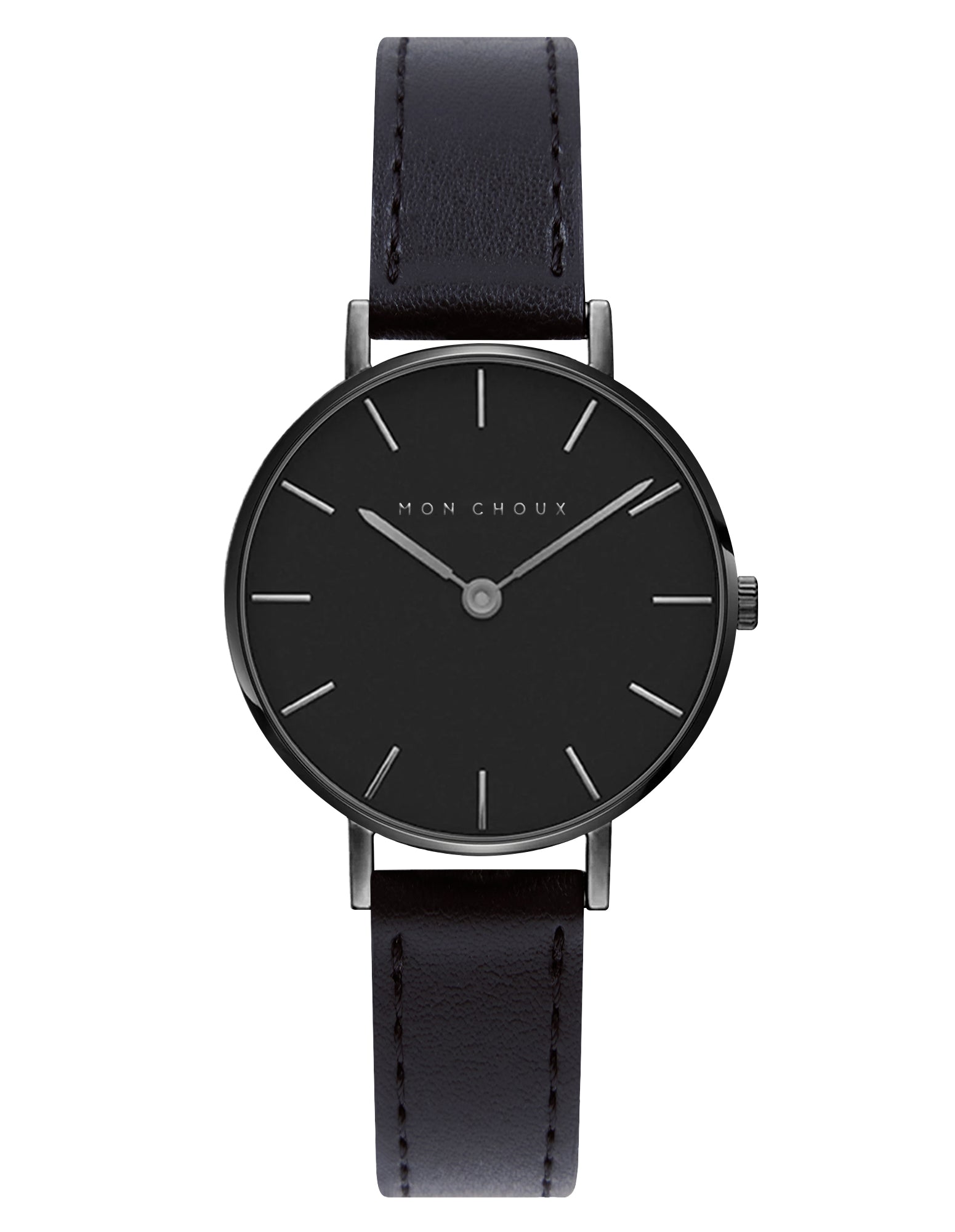 L'Essential Matte Black Watch - Noir Grape Leather