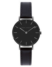 L'Essential Matte Black Watch - Noir Grape Leather