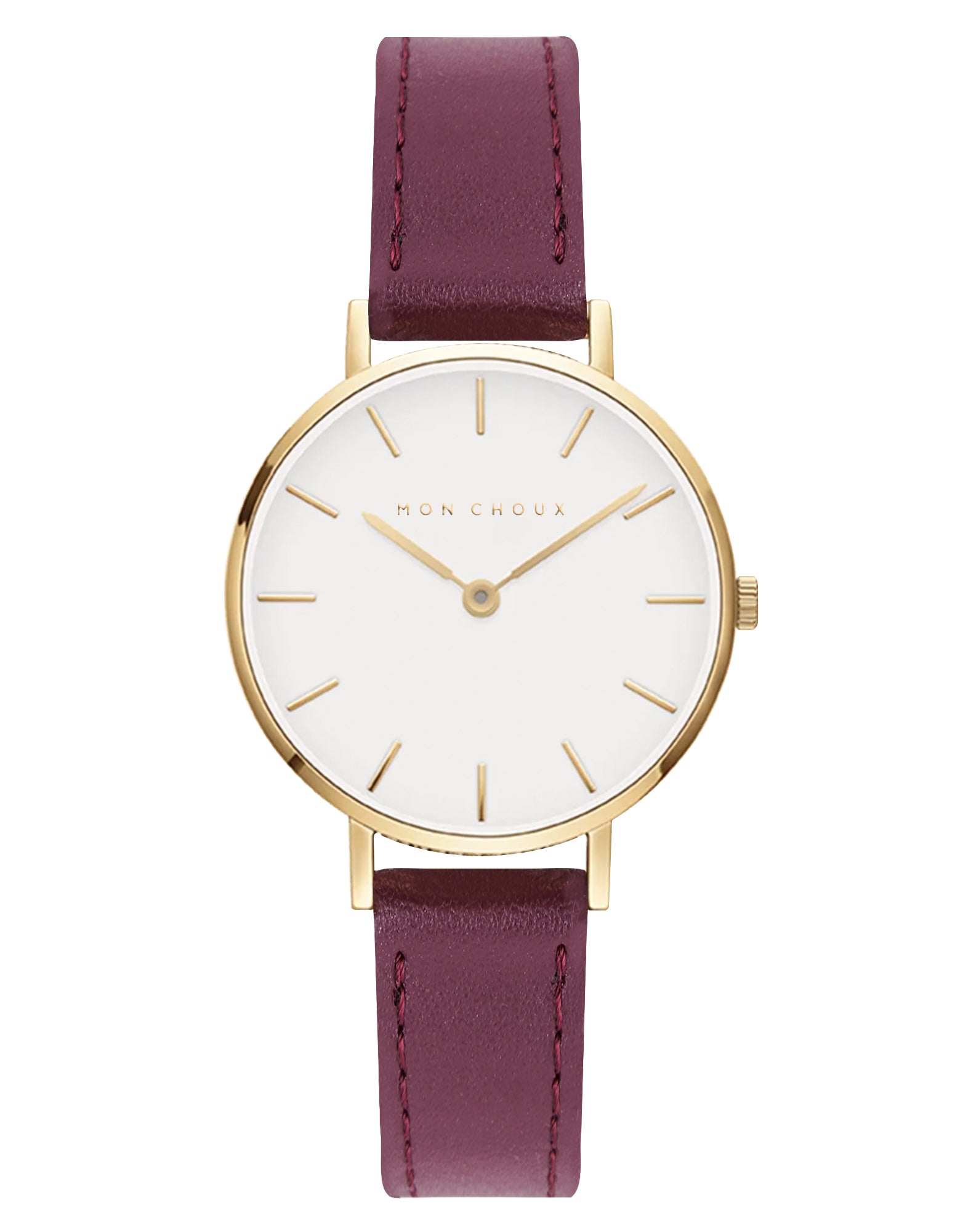 L'Essential Gold Watch - Burgundy Grape Leather