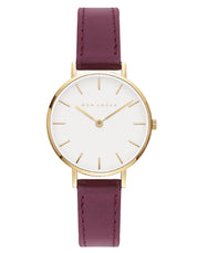 L'Essential Gold Watch - Burgundy Grape Leather