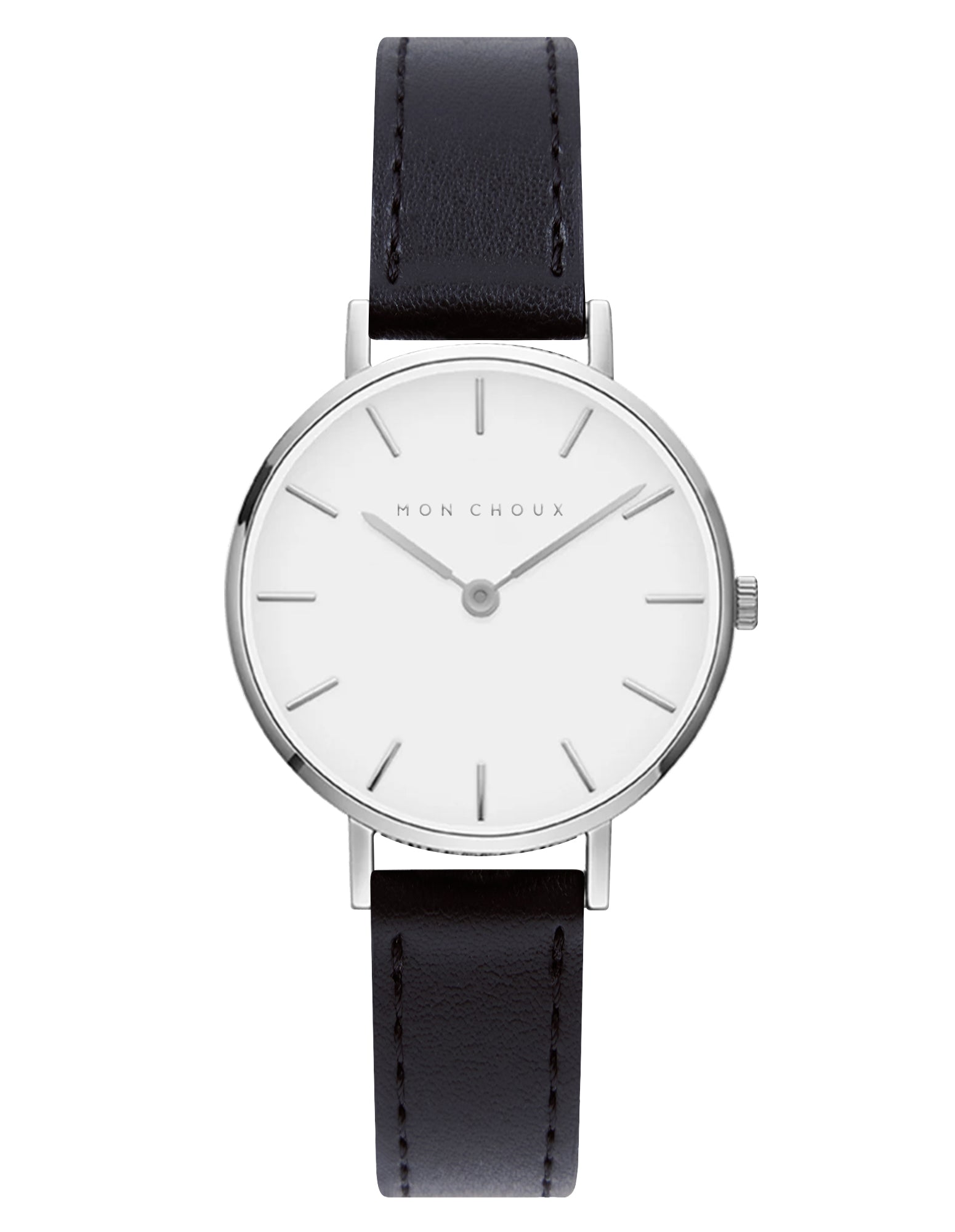 L'Essential Silver Watch - Noir Grape Leather