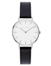 L'Essential Silver Watch - Noir Grape Leather