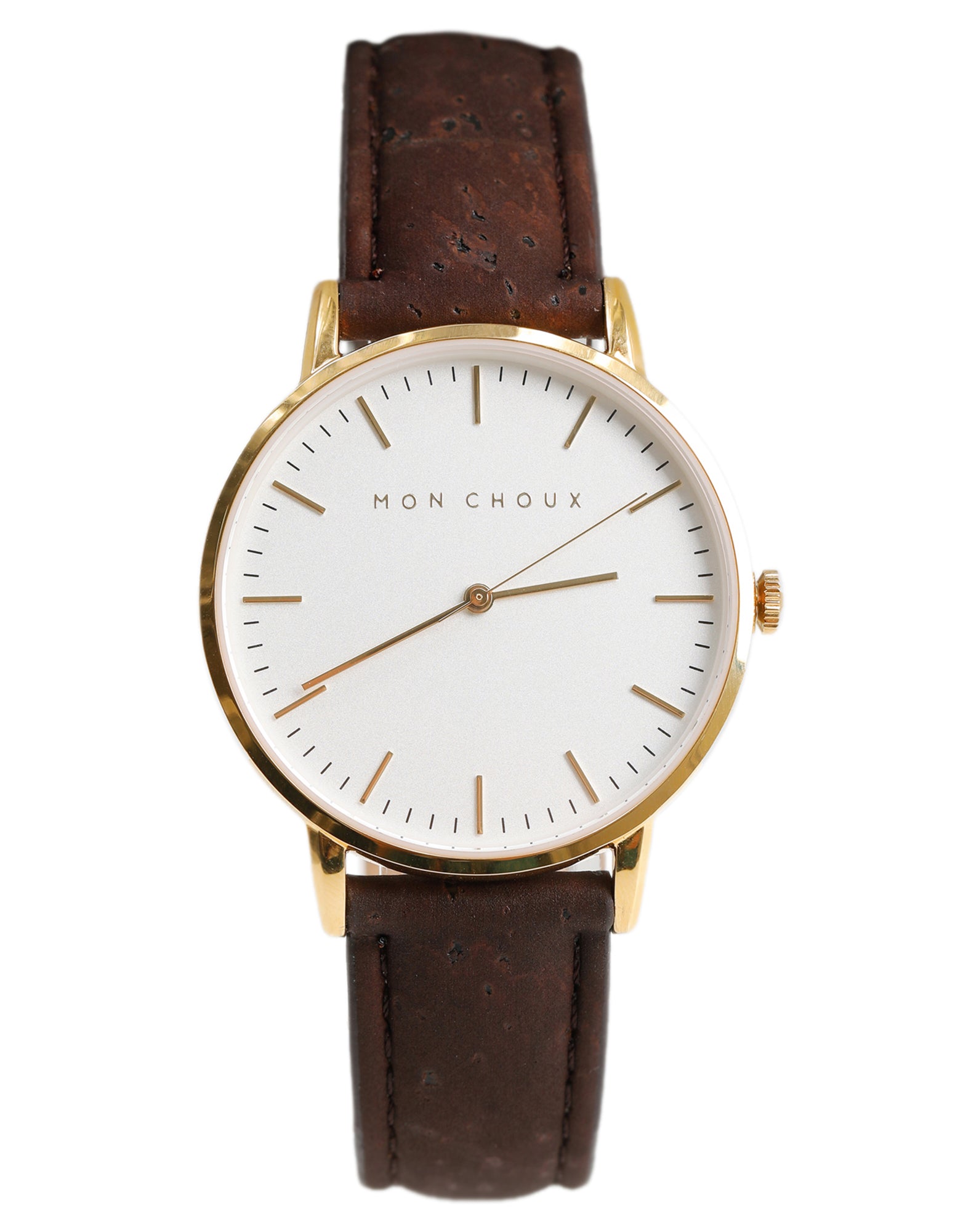 Brown leather best sale watch gold face