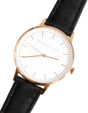 Classic White/Rose Gold - Black Cork Leather