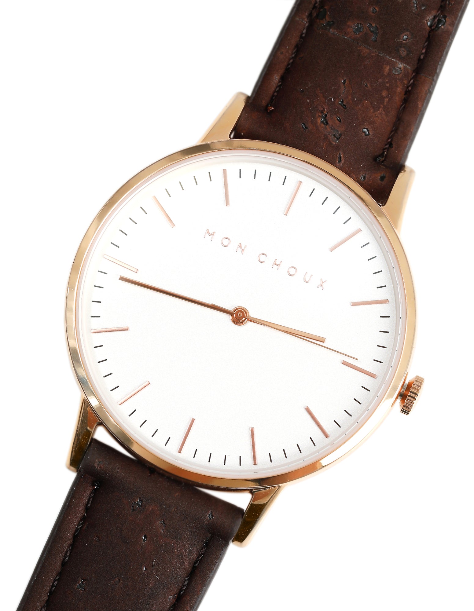 Classic White/Rose Gold - Brown Cork Leather