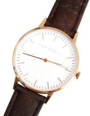 Classic White/Rose Gold - Brown Cork Leather