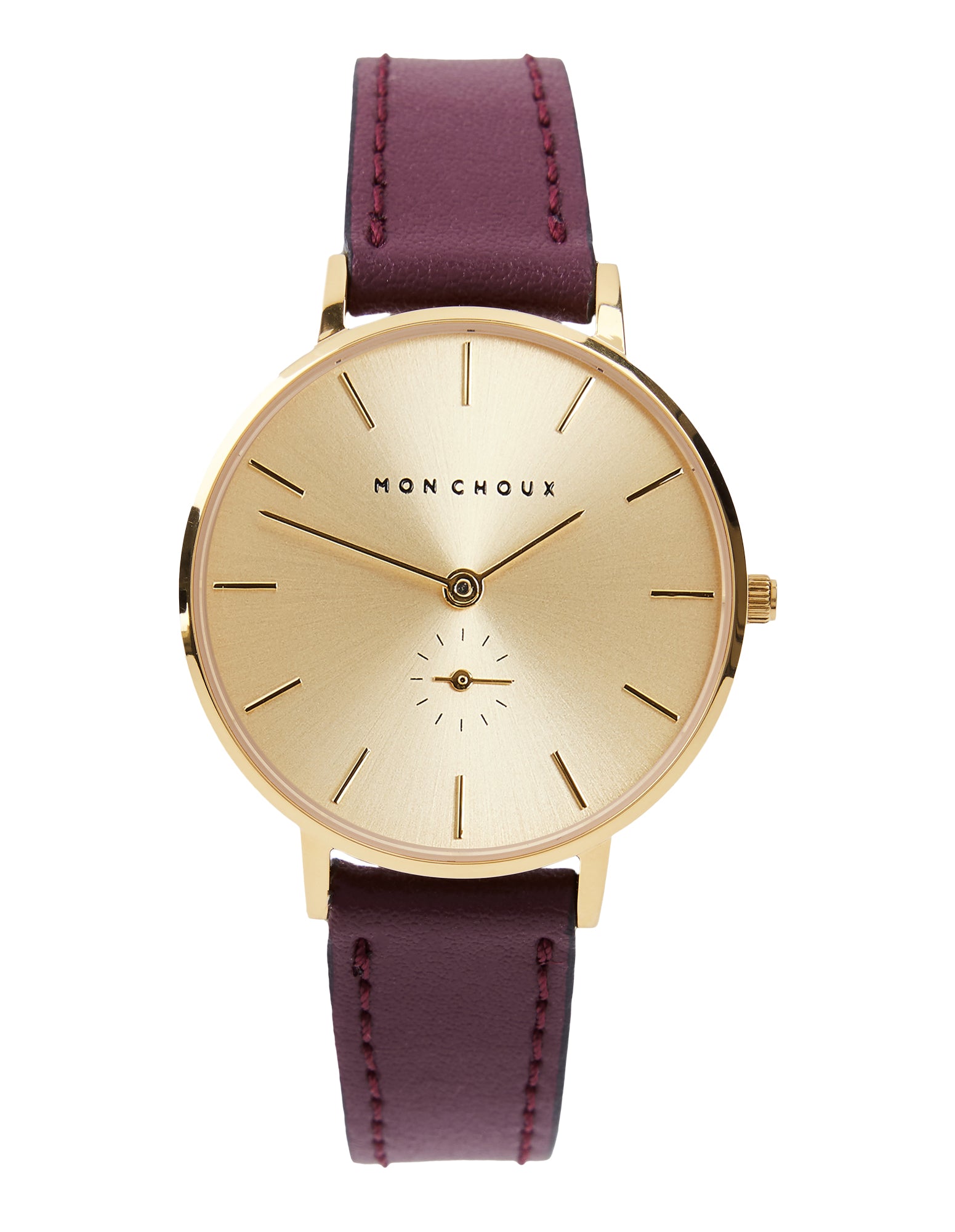 Lille Gold Watch - Burgundy Grape Leather