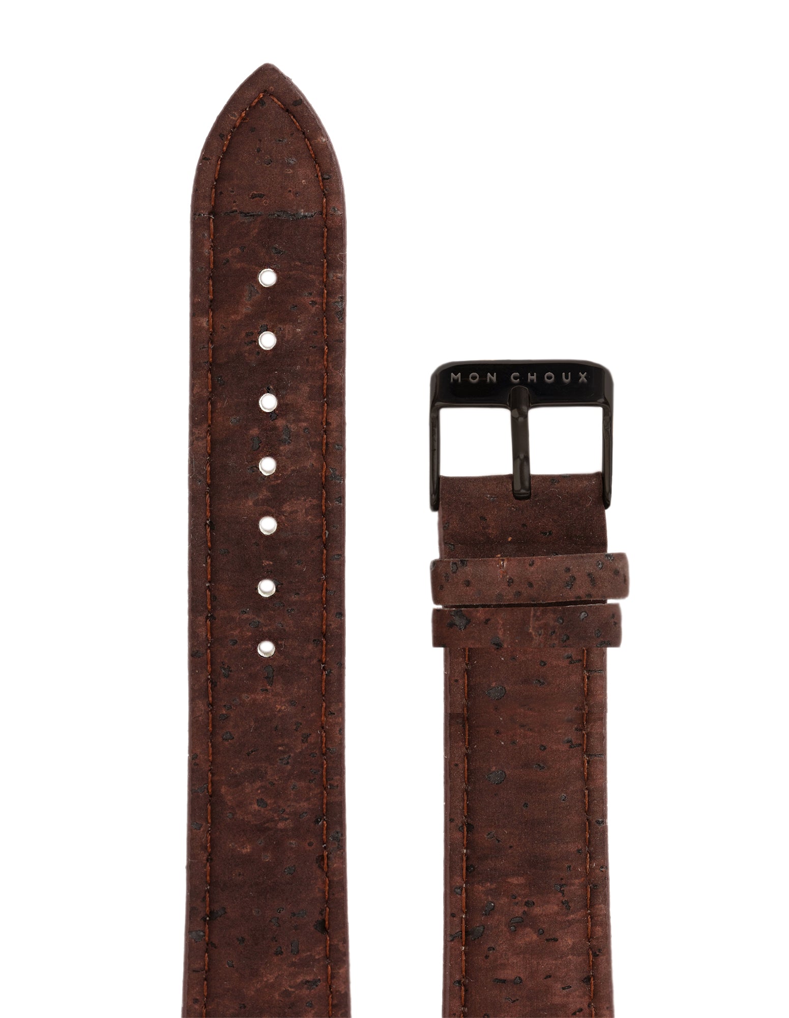 18mm Watch Strap - Brown Cork Leather - Black Buckle