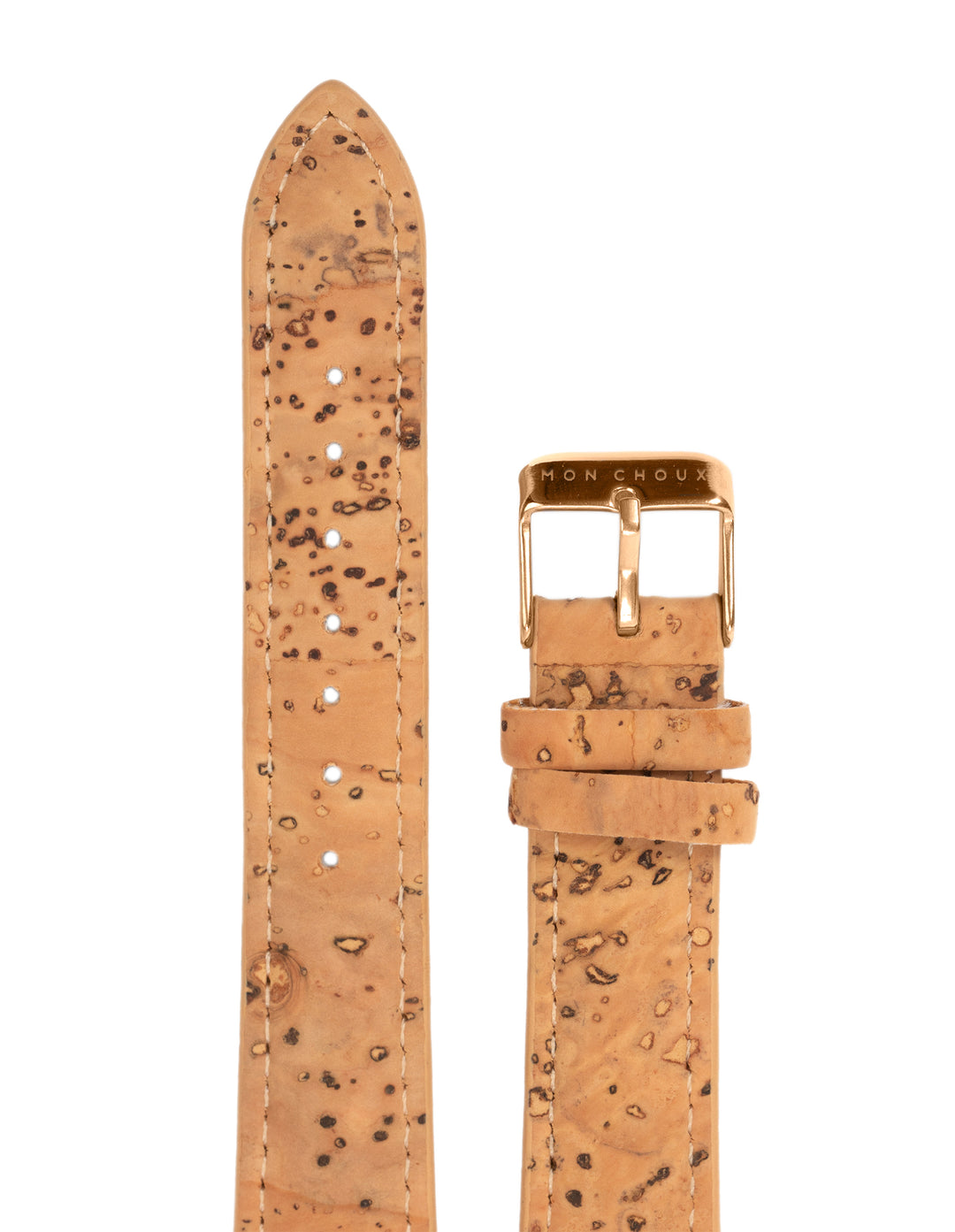 WATCH STRAP - NATURAL VEGAN LEATHER - ROSE GOLD BUCKLE | CORK