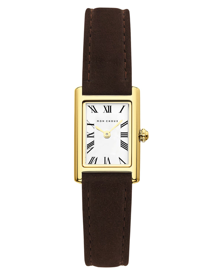 RENDEZVOUS - GOLD WATCH - CHOCOLATE | SUEDE