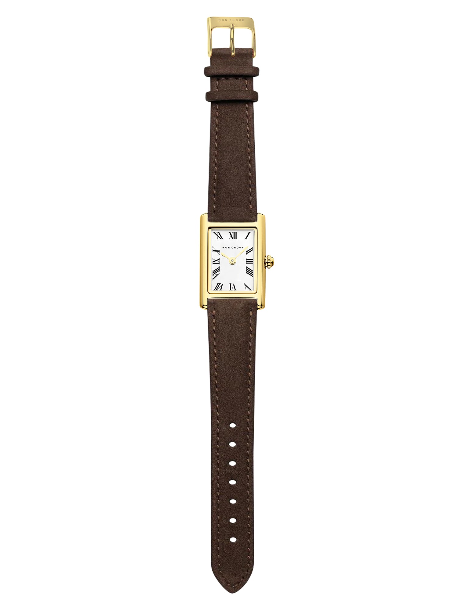 Rendezvous Gold Watch - Choc Suede