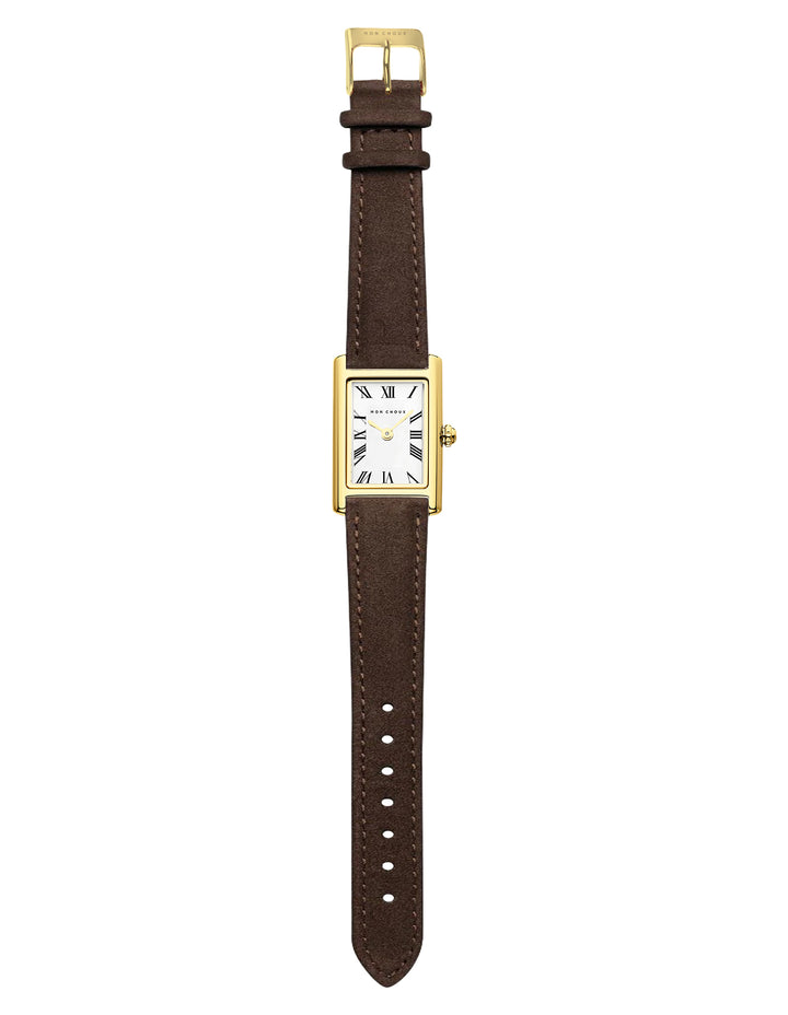RENDEZVOUS - GOLD WATCH - CHOCOLATE | SUEDE