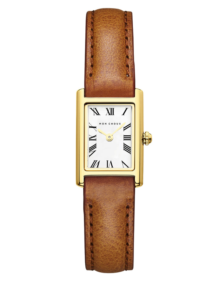 RENDEZVOUS - GOLD WATCH - COGNAC | SUSTAIN LEATHER