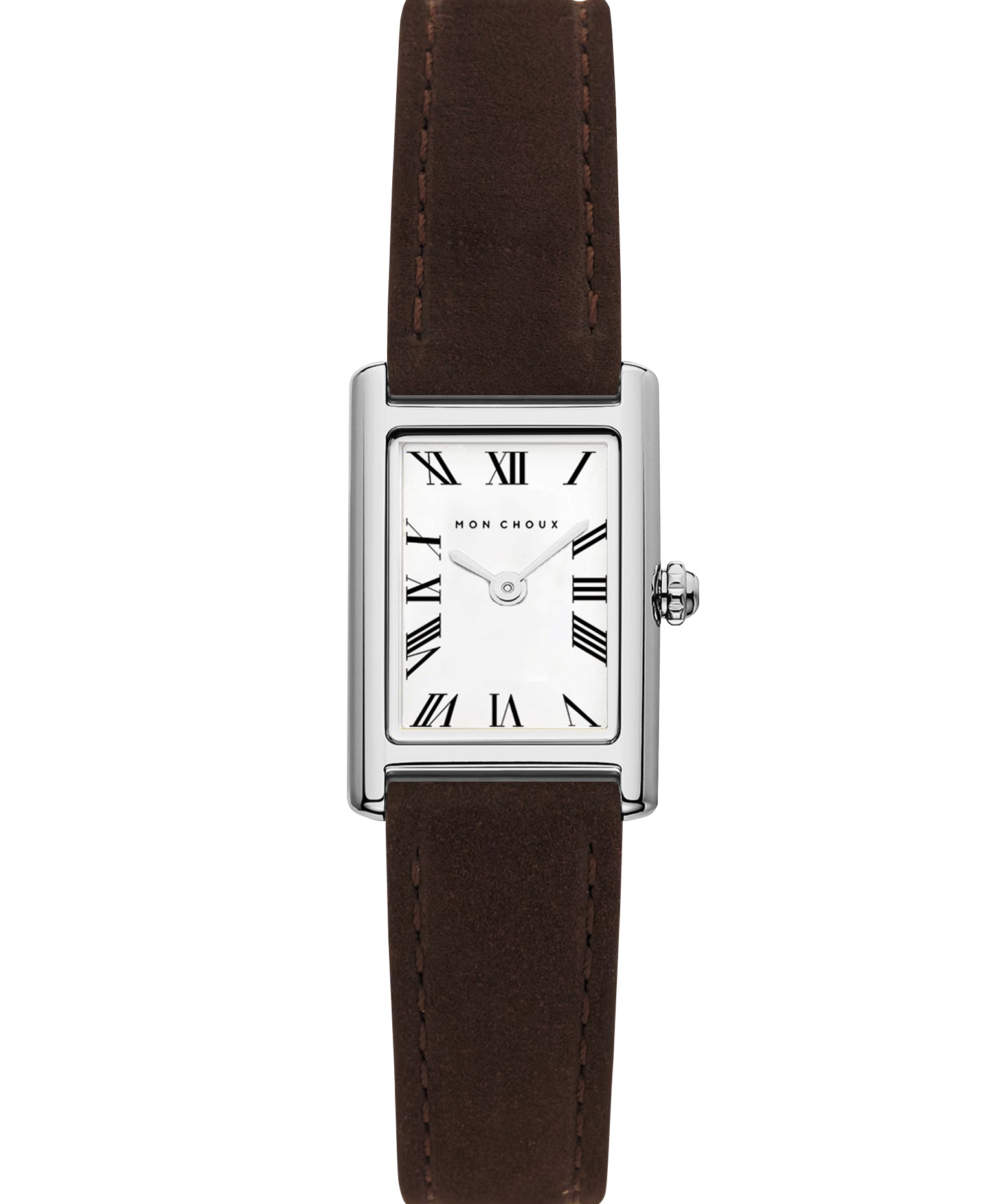 MonChoux_Rendezvous28mmsilverrectanglewatch_chocolatesuede_front.jpg