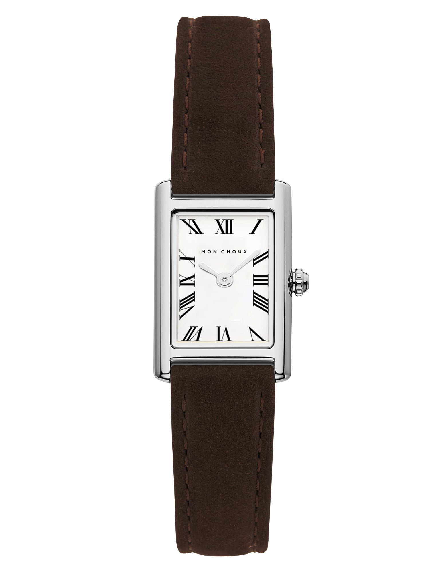 Rendezvous Silver Watch - Choc Suede