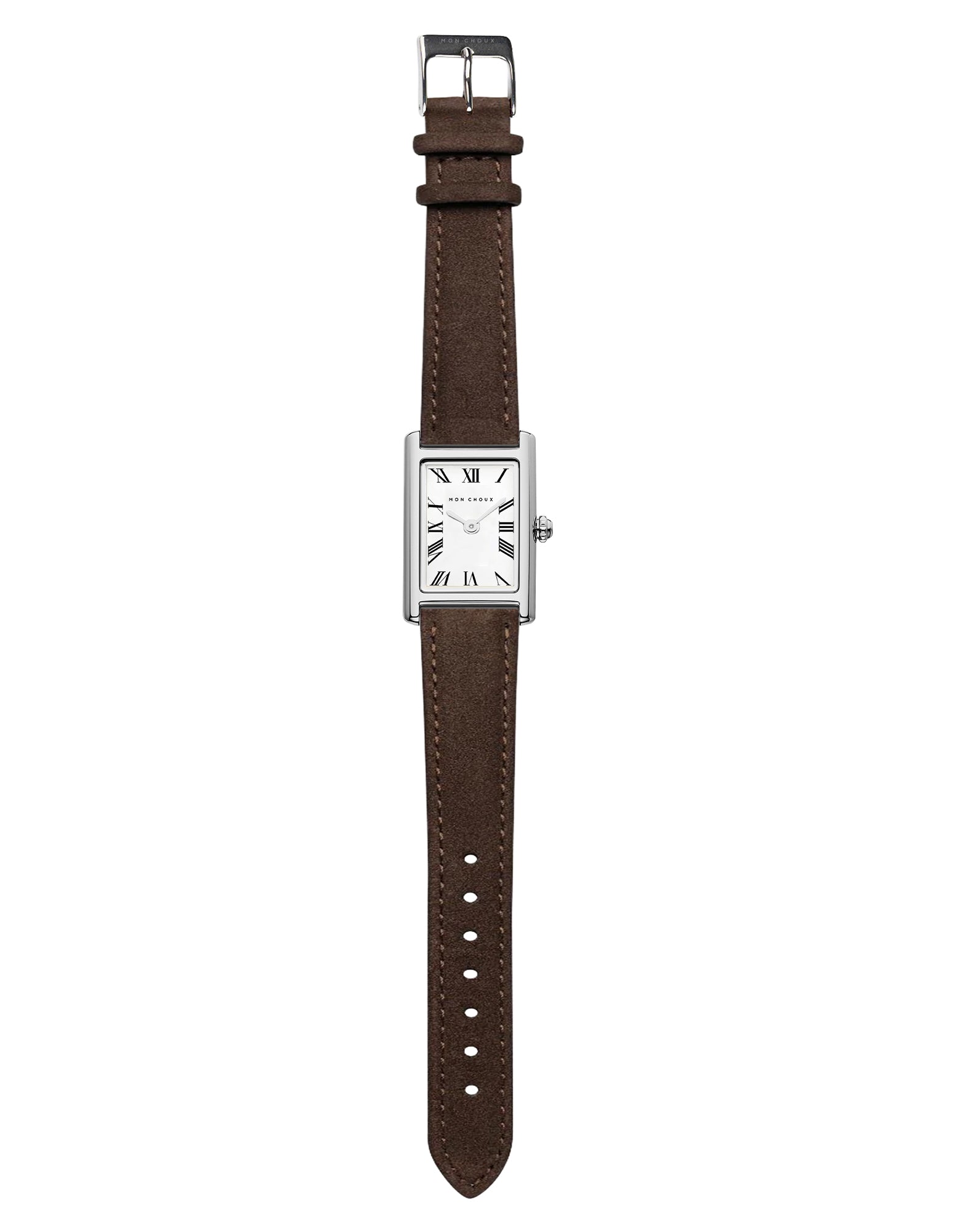 Rendezvous Silver Watch - Choc Suede