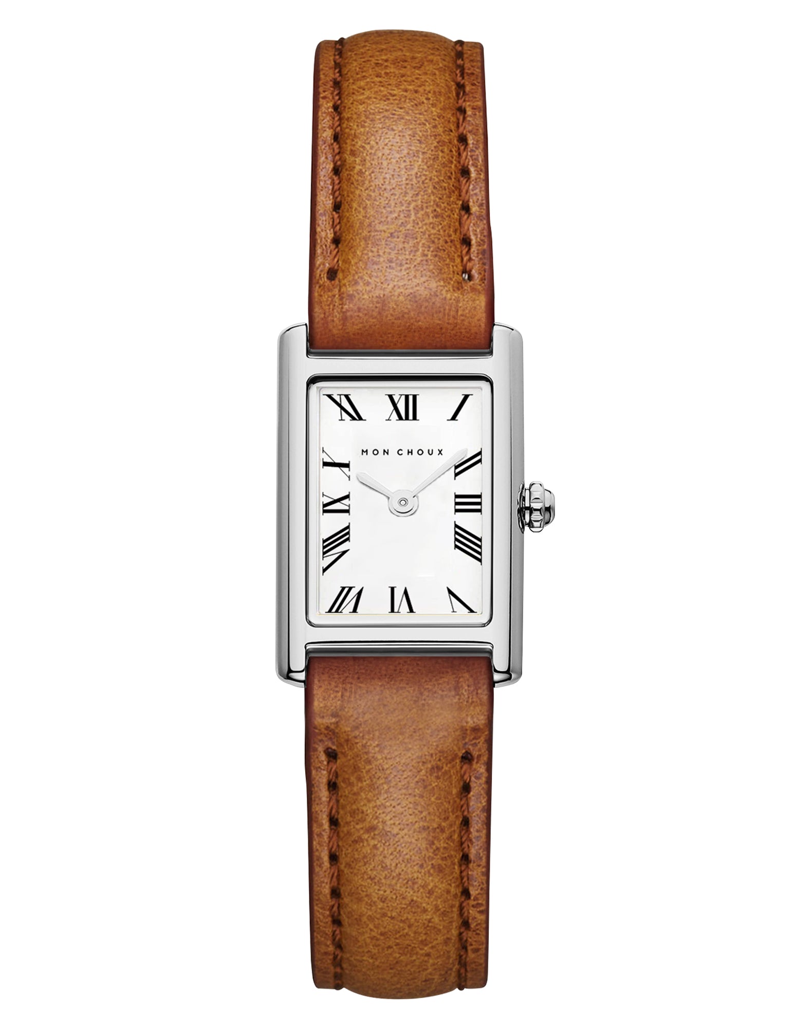 Rendezvous Silver Watch - Cognac Sustain Leather