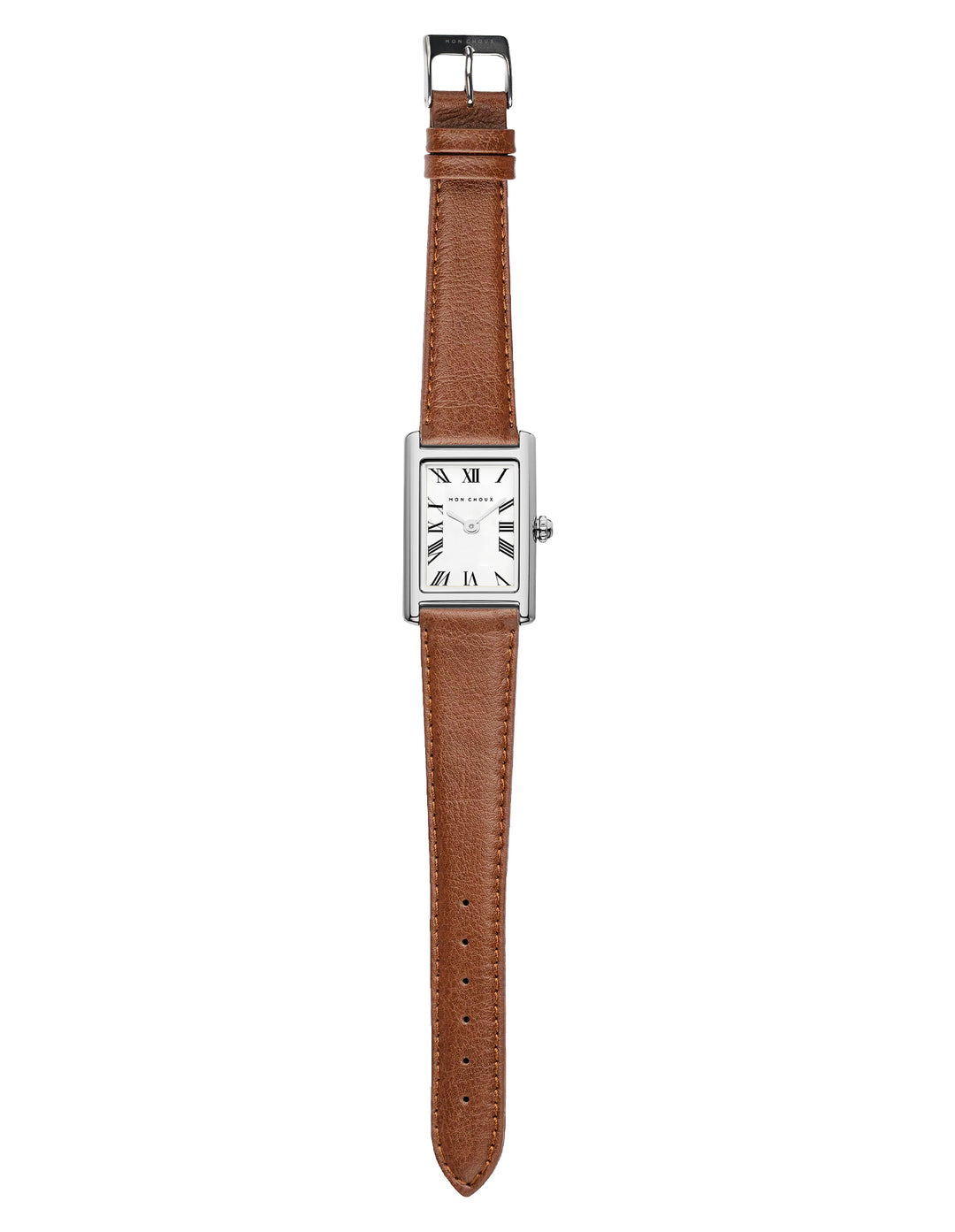 RENDEZVOUS - SILVER WATCH - COGNAC | SUSTAIN LEATHER