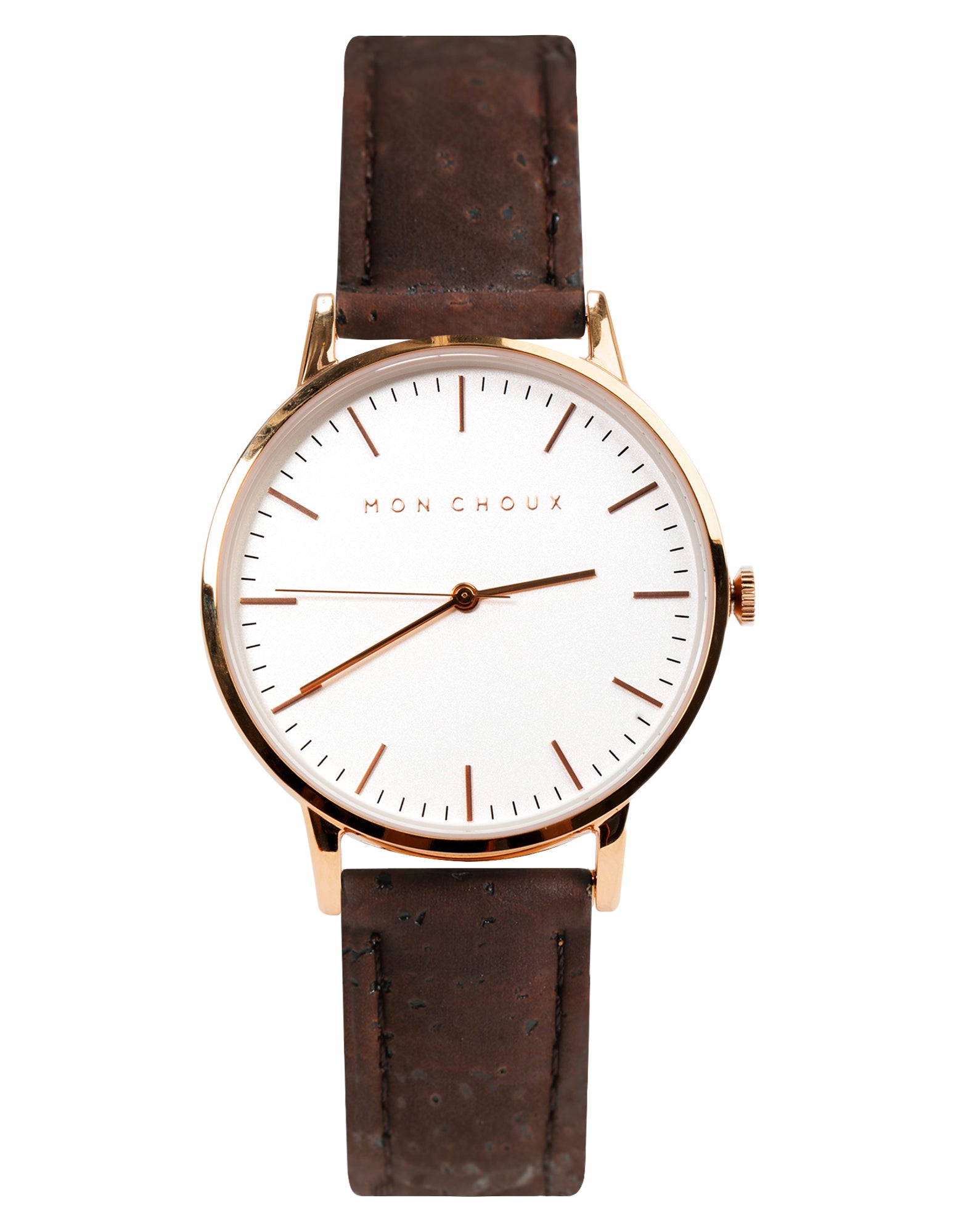 Classic White/Rose Gold - Brown Cork Leather