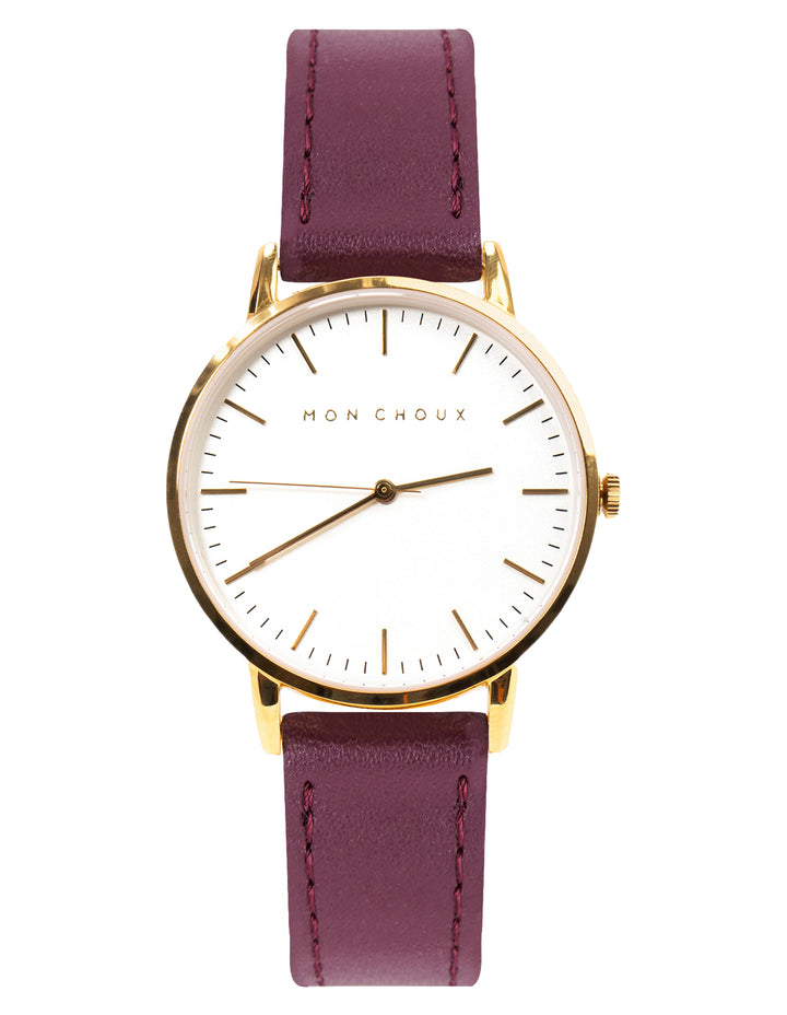 CLASSIC - WHITE/GOLD - BURGUNDY VEGAN LEATHER | GRAPE