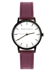 Classic White/Noir - Burgundy Grape Leather