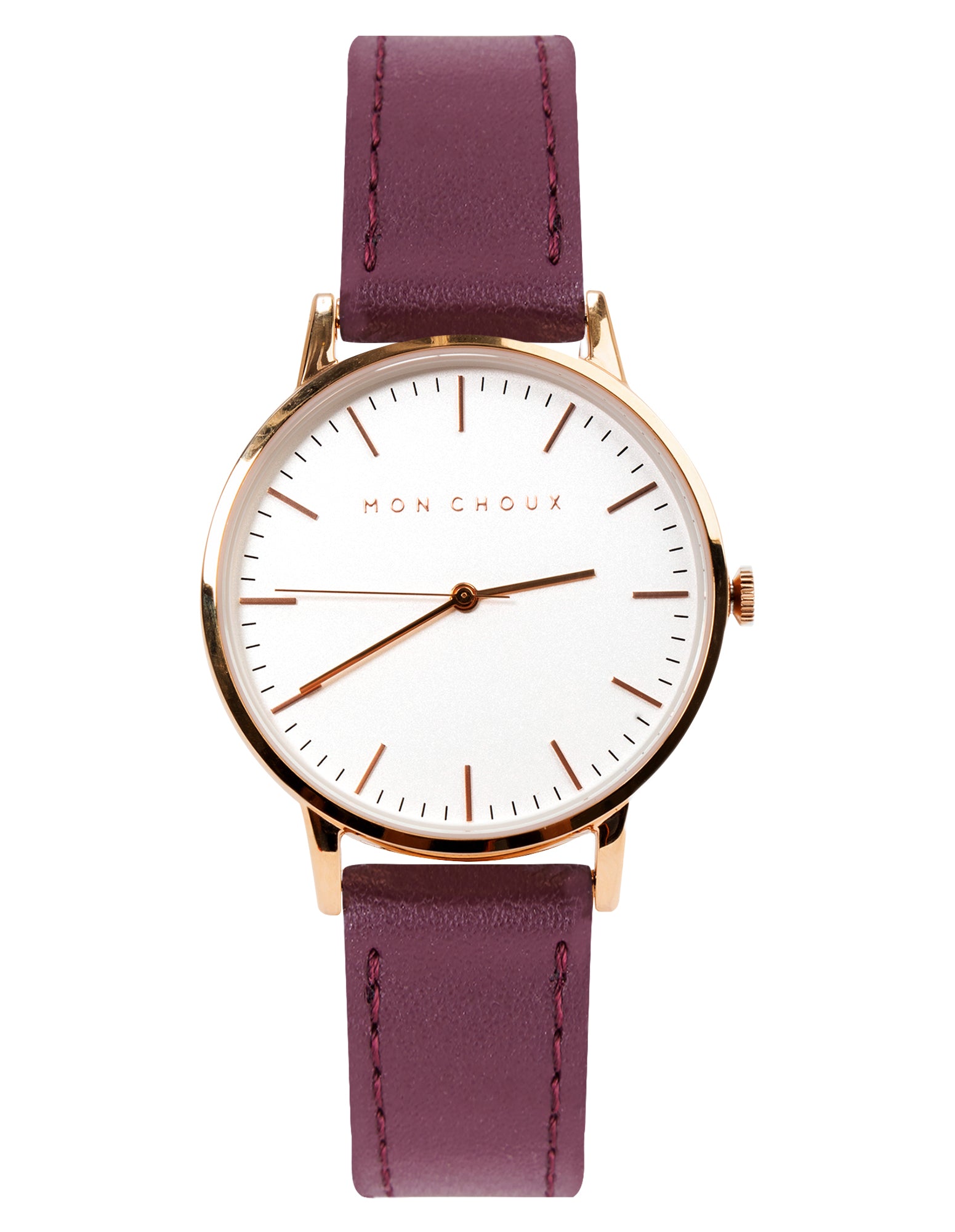 Classic White/Rose Gold - Burgundy Grape Leather