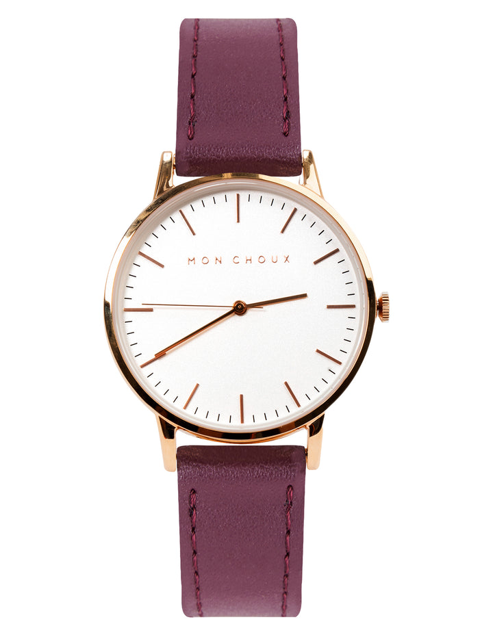 CLASSIC - WHITE/ROSE GOLD - BURGUNDY VEGAN LEATHER | GRAPE