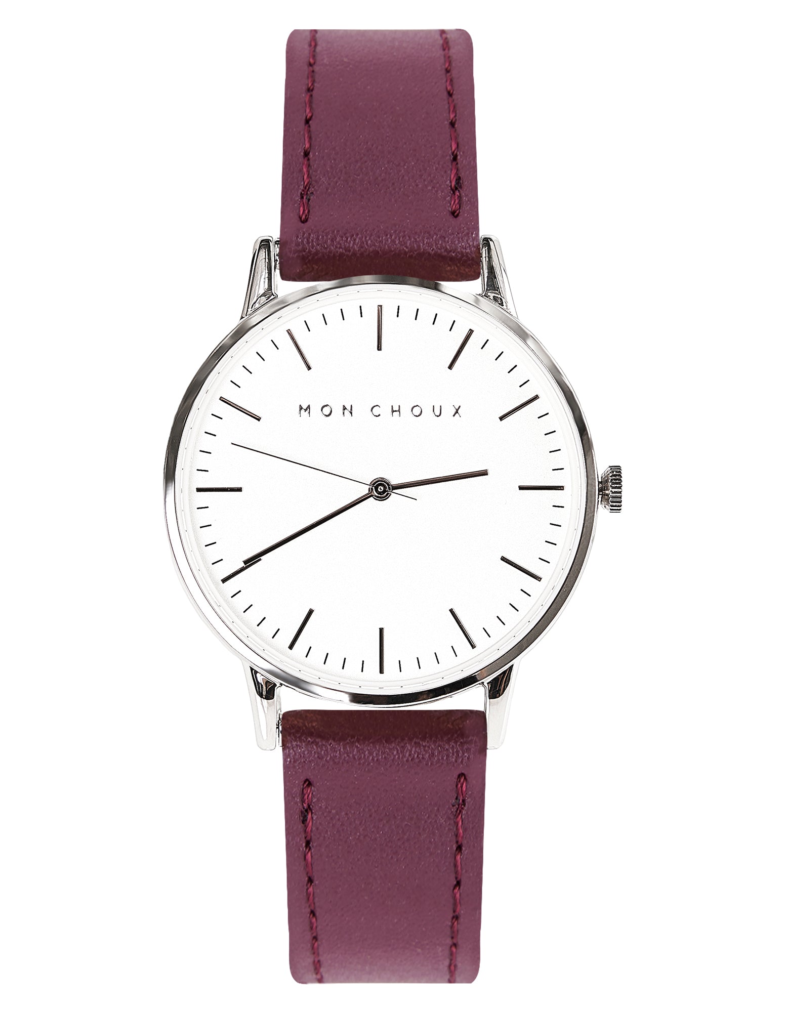 Classic White/Silver - Burgundy Grape Leather