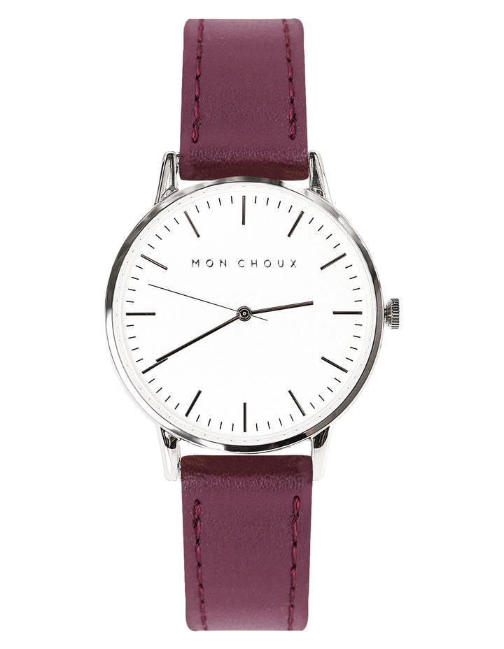 CLASSIC - WHITE/SILVER - BURGUNDY VEGAN LEATHER | GRAPE