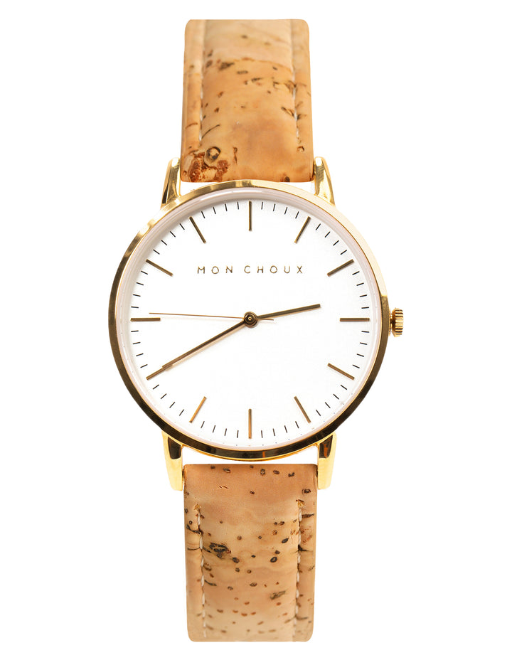 CLASSIC - WHITE/GOLD - NATURAL VEGAN LEATHER | CORK