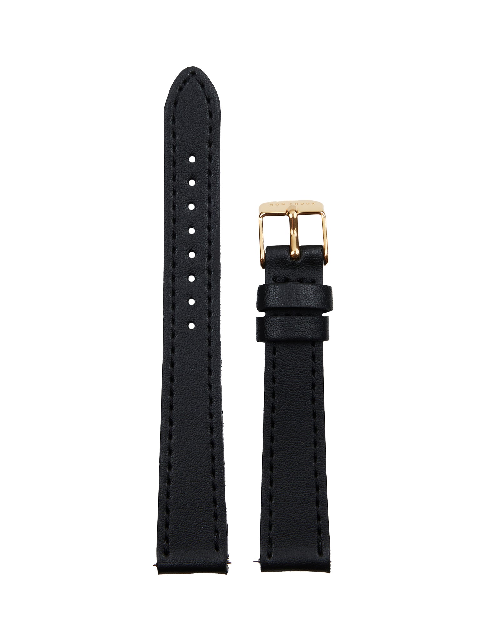 14mm Watch Strap - Noir Grape Leather - Gold Buckle
