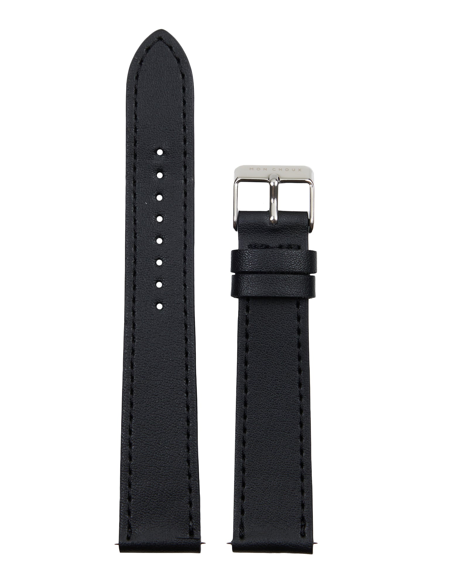 18mm Watch Strap - Noir Grape Leather - Silver Buckle